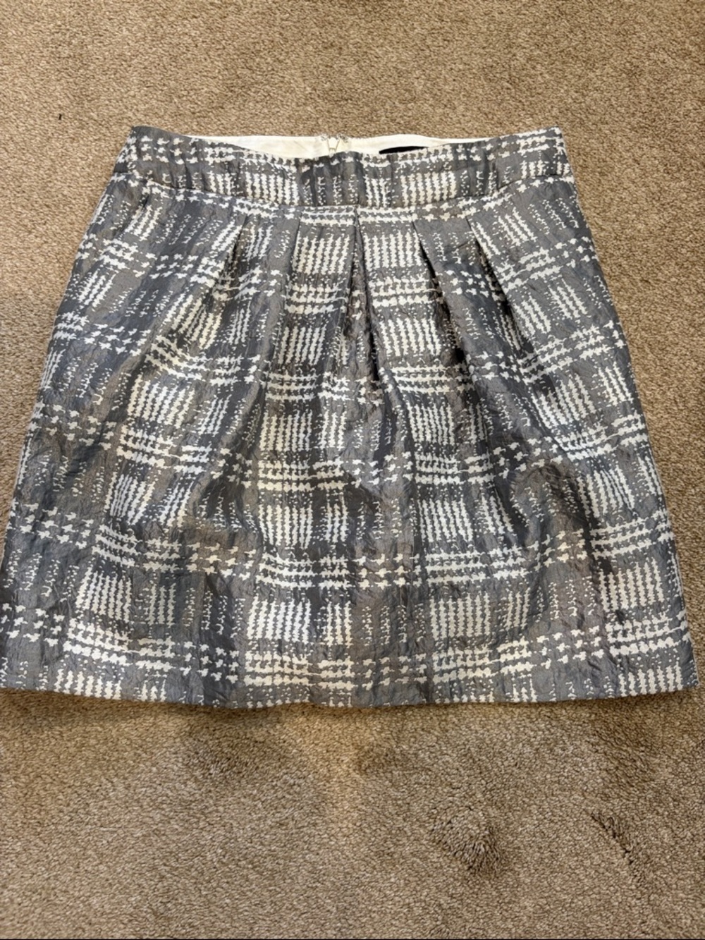 The Limited Silvery/Gray and White Plaid Pleated Skirt